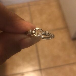 925 sterling silver double GG letter vintage chain ring